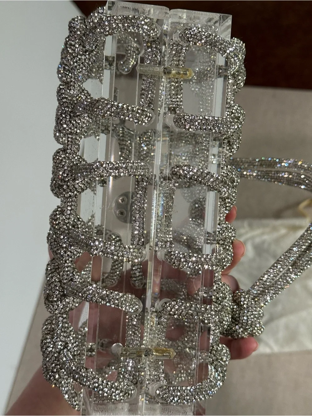 AUTHENTIC Cult Gaia Bess Shoulder Bag - Clear Crystal Acrylic Cage Bag - Picture 6 of 10